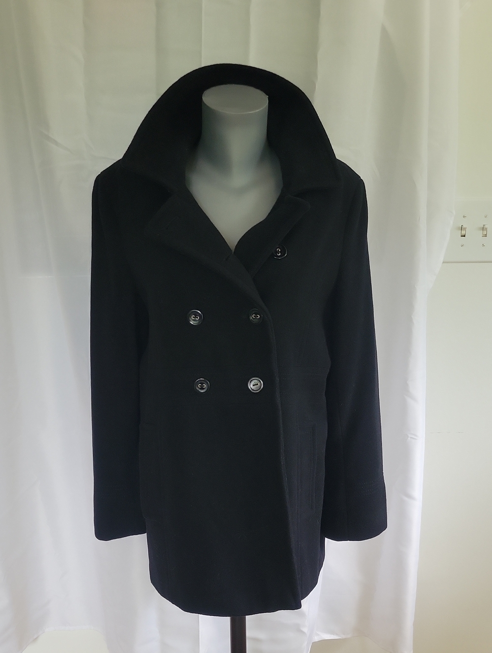 Calvin Klein Wool Peacoat 14 Black.
